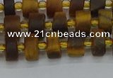 CRB1252 15.5 inches 5*8mm tyre matte yellow tiger eye beads