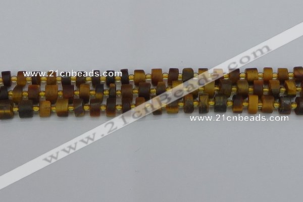 CRB1252 15.5 inches 5*8mm tyre matte yellow tiger eye beads