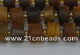 CRB1253 15.5 inches 6*10mm tyre matte yellow tiger eye beads