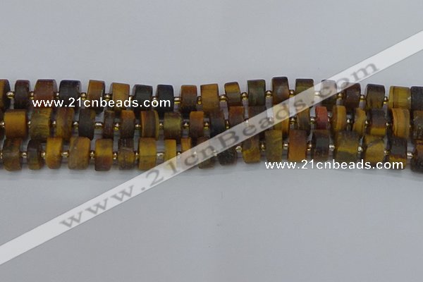 CRB1254 15.5 inches 6*12mm tyre matte yellow tiger eye beads