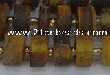 CRB1255 15.5 inches 7*14mm tyre matte yellow tiger eye beads