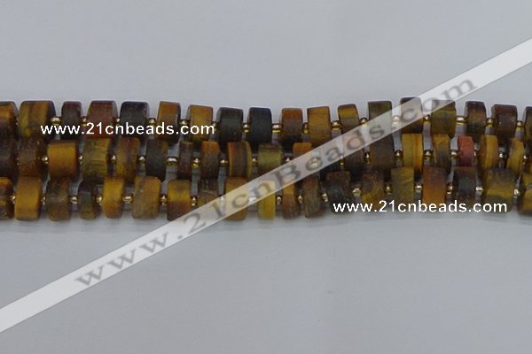 CRB1255 15.5 inches 7*14mm tyre matte yellow tiger eye beads