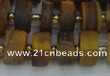 CRB1256 15.5 inches 8*16mm tyre matte yellow tiger eye beads