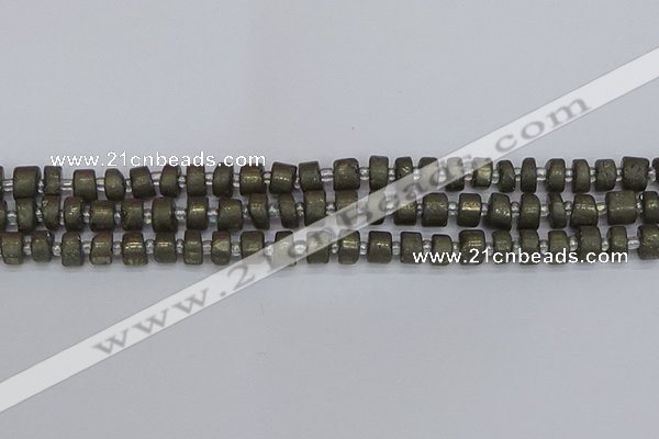 CRB1259 15.5 inches 5*8mm tyre matte pyrite gemstone beads