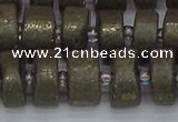 CRB1262 15.5 inches 7*14mm tyre matte pyrite gemstone beads