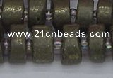 CRB1263 15.5 inches 8*16mm tyre matte pyrite gemstone beads