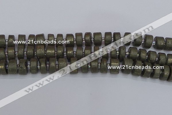 CRB1263 15.5 inches 8*16mm tyre matte pyrite gemstone beads