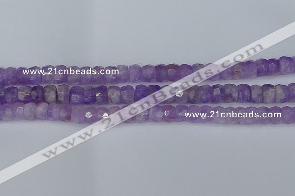 CRB1272 15.5 inches 6*10mm faceted rondelle lavender amethyst beads