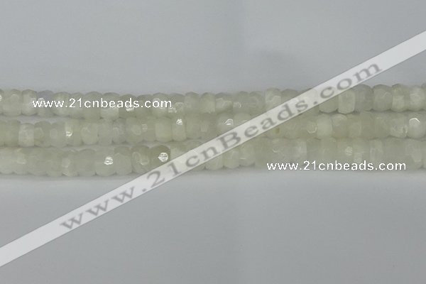 CRB1280 15.5 inches 6*10mm faceted rondelle white moonstone beads