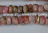 CRB1282 15.5 inches 4*6mm faceted rondelle rhodochrosite beads