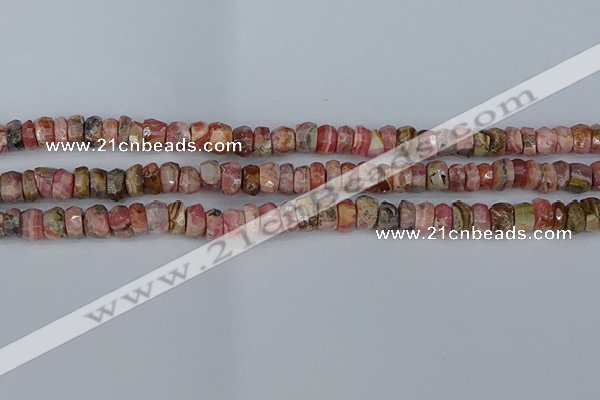 CRB1282 15.5 inches 4*6mm faceted rondelle rhodochrosite beads