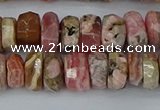 CRB1284 15.5 inches 6*10mm faceted rondelle rhodochrosite beads