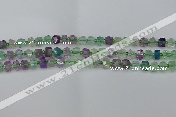 CRB1288 15.5 inches 6*10mm faceted rondelle fluorite beads