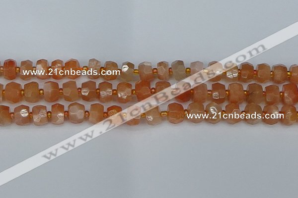 CRB1292 15.5 inches 6*10mm faceted rondelle moonstone beads