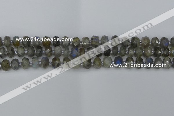 CRB1295 15.5 inches 5*8mm faceted rondelle labradorite beads