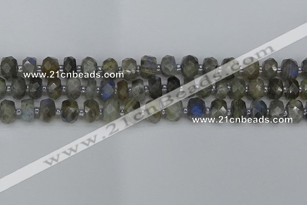 CRB1296 15.5 inches 6*10mm faceted rondelle labradorite beads