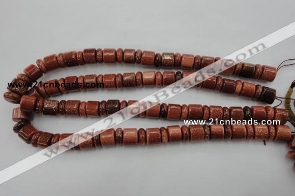 CRB131 15.5 inches 6*12mm & 10*12mm rondelle goldstone beads