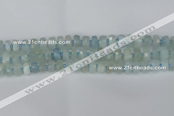 CRB1311 15.5 inches 6*10mm faceted rondelle aquamarine beads