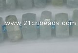 CRB1312 15.5 inches 6*12mm faceted rondelle aquamarine beads