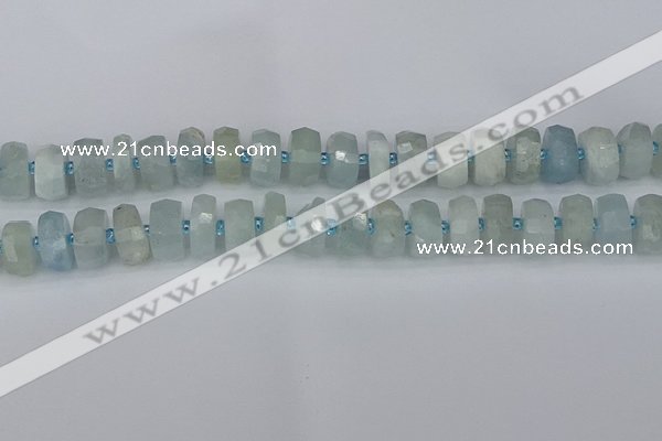 CRB1312 15.5 inches 6*12mm faceted rondelle aquamarine beads