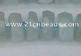 CRB1314 15.5 inches 7*14mm faceted rondelle aquamarine beads