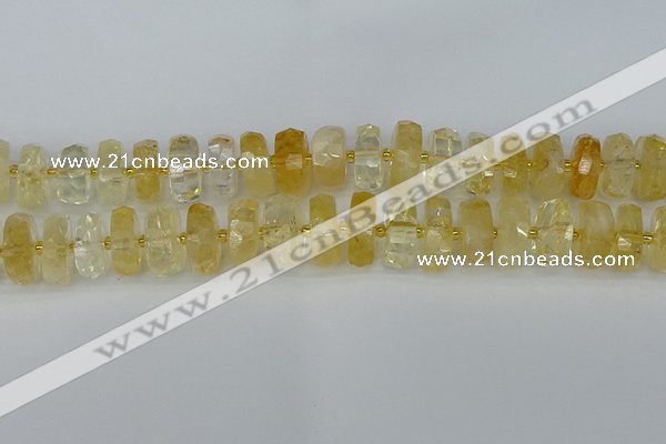 CRB1325 15.5 inches 8*18mm faceted rondelle citrine beads