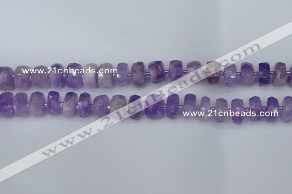 CRB1332 15.5 inches 6*12mm faceted rondelle lavender amethyst beads