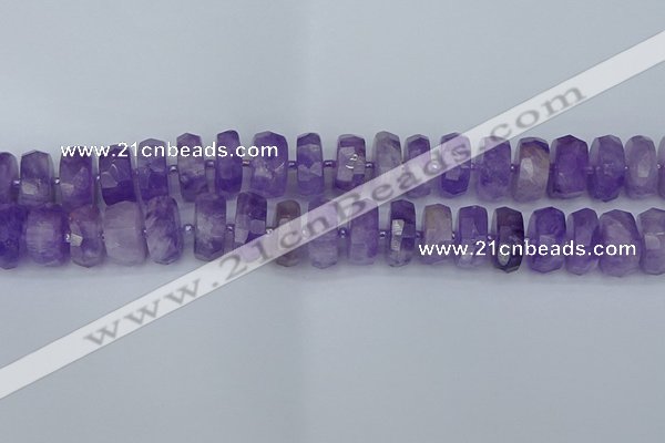 CRB1334 15.5 inches 8*16mm faceted rondelle lavender amethyst beads