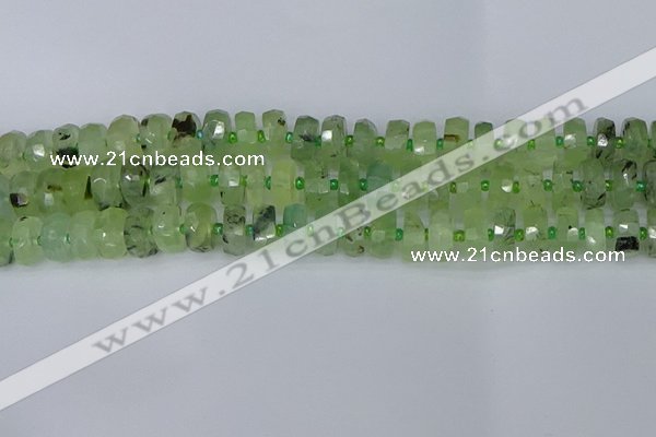 CRB1351 15.5 inches 6*10mm faceted rondelle green rutilated quartz beads