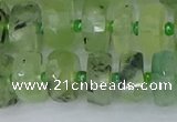 CRB1352 15.5 inches 6*12mm faceted rondelle green rutilated quartz beads