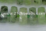 CRB1354 15.5 inches 8*16mm faceted rondelle green rutilated quartz beads