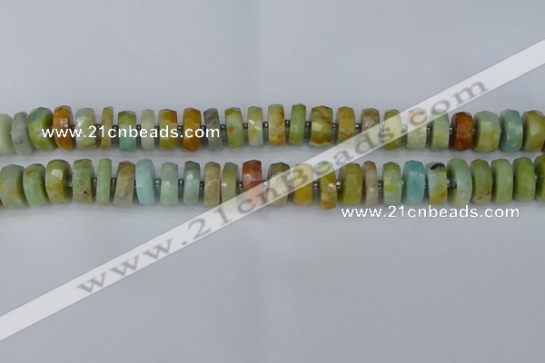 CRB1361 15.5 inches 6*10mm faceted rondelle Chinese amazonite beads