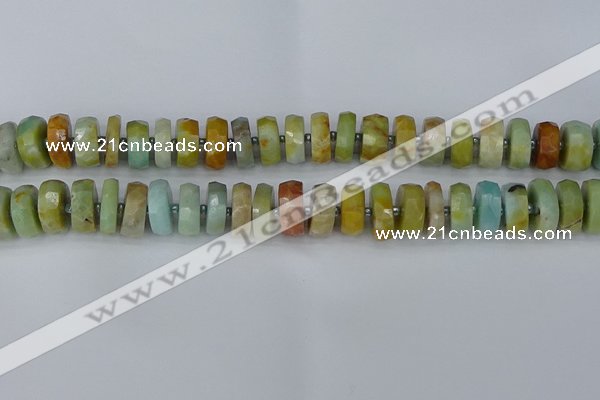 CRB1362 15.5 inches 6*12mm faceted rondelle Chinese amazonite beads