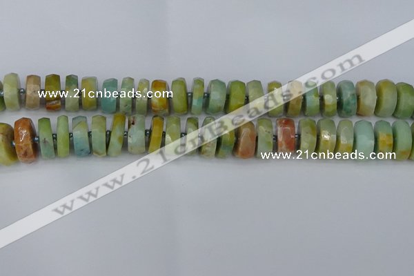 CRB1363 15.5 inches 7*14mm faceted rondelle Chinese amazonite beads