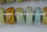 CRB1364 15.5 inches 8*16mm faceted rondelle Chinese amazonite beads