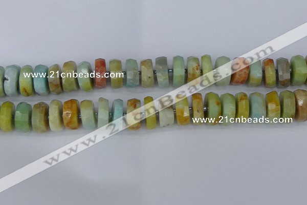 CRB1364 15.5 inches 8*16mm faceted rondelle Chinese amazonite beads