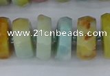 CRB1365 15.5 inches 8*18mm faceted rondelle Chinese amazonite beads