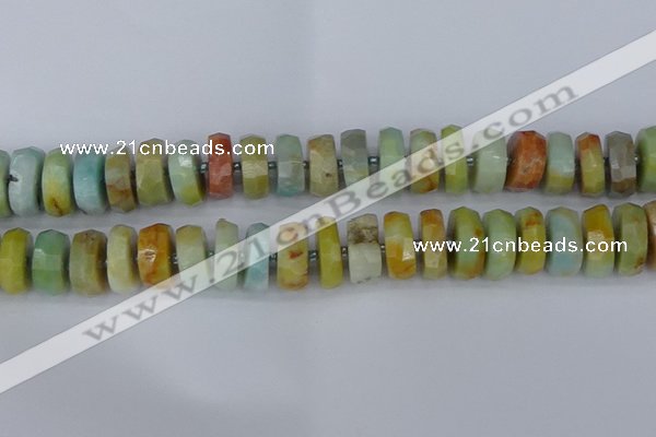 CRB1365 15.5 inches 8*18mm faceted rondelle Chinese amazonite beads