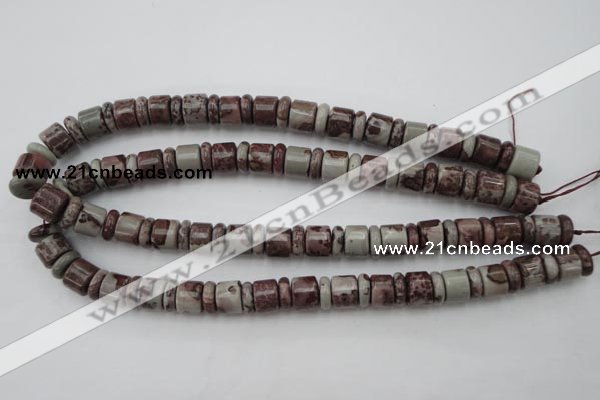 CRB137 15.5 inches 6*12mm & 10*12mm rondelle artistic jasper beads