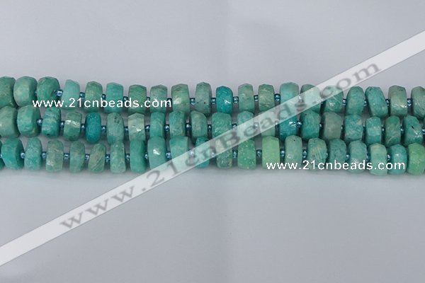 CRB1371 15.5 inches 6*10mm faceted rondelle amazonite beads