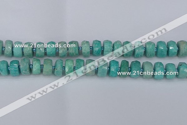 CRB1373 15.5 inches 7*14mm faceted rondelle amazonite beads