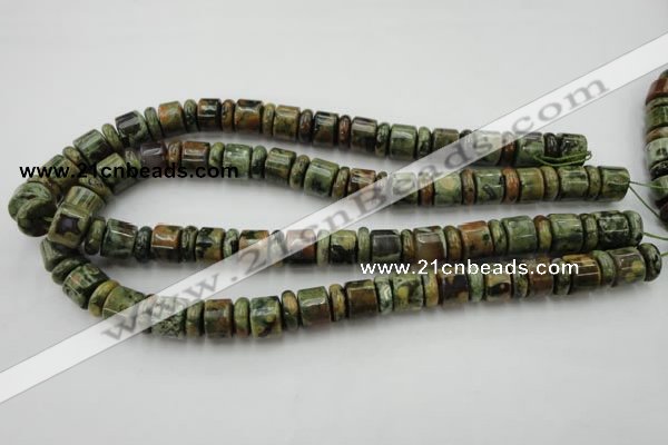 CRB138 15.5 inches 6*12mm & 10*12mm rondelle rhyolite gemstone beads