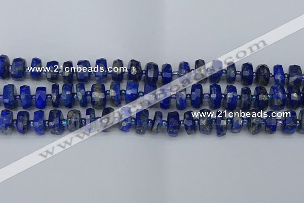 CRB1392 15.5 inches 6*12mm faceted rondelle lapis lazuli beads