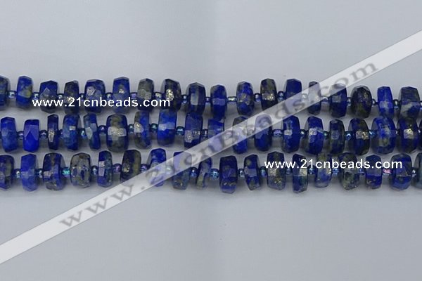 CRB1393 15.5 inches 7*14mm faceted rondelle lapis lazuli beads