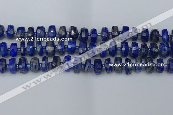 CRB1394 15.5 inches 8*16mm faceted rondelle lapis lazuli beads