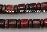 CRB140 15.5 inches 6*12mm & 10*12mm rondelle brecciated jasper beads