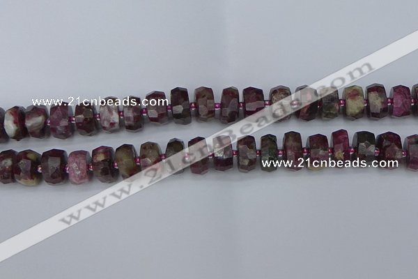 CRB1403 15.5 inches 7*14mm faceted rondelle tourmaline beads