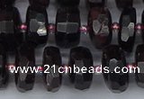 CRB1412 15.5 inches 6*12mm faceted rondelle red garnet beads