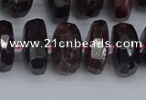 CRB1413 15.5 inches 7*14mm faceted rondelle red garnet beads