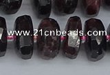 CRB1414 15.5 inches 8*16mm faceted rondelle red garnet beads